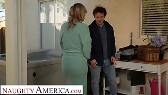 Rachael Cavalli, A Busty Blonde With Tattoos, Seduces And Has Sex With A Repairman While Drinking Lemonade