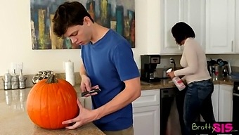 Step Fantasy Turns Into Reality As Stepsister Watches Her Brother'S Taboo Pumpkin Encounter