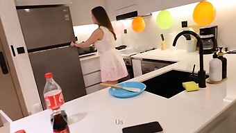 Homemade Video Of My Friend’s Mom Giving A Great Blowjob And Riding Me Hard In The Kitchen.